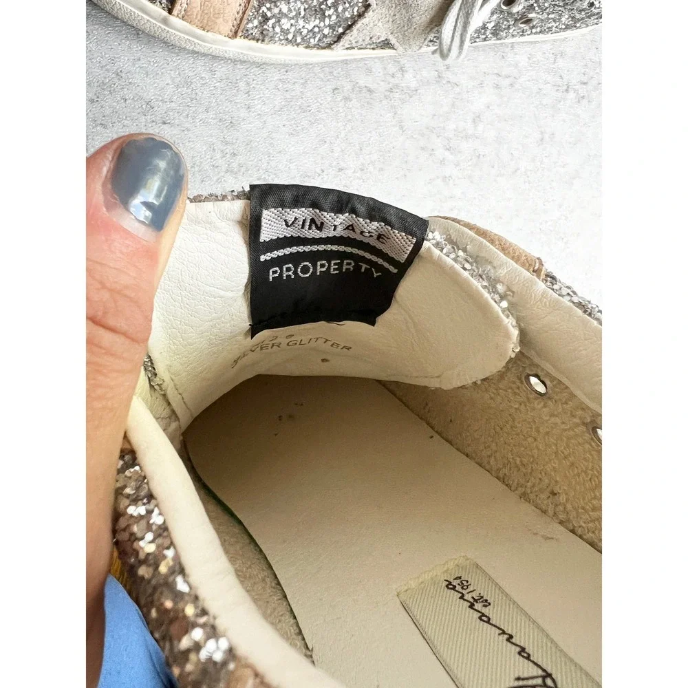 Vintage‎ Havana Sneaker Silver Glitter Sparkle Tan White Star Size 9 Streetwear